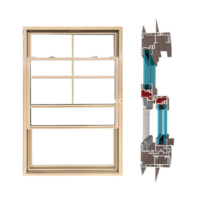 Ventana de 62 mm con una sola suspensión y inclinación Blanco Negro Color con rejillas de PVC