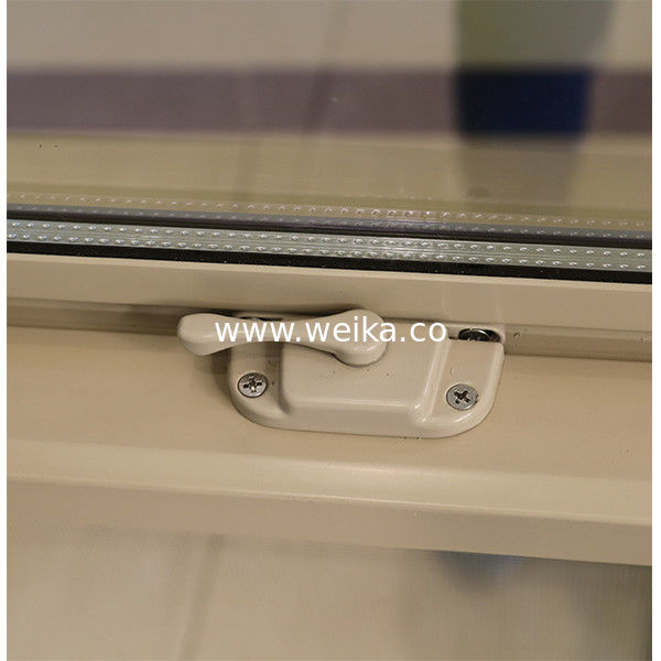 Panel inferior de PVC de vidrio de baja E, banda fija superior de ventana suspendida única, candado de media luna
