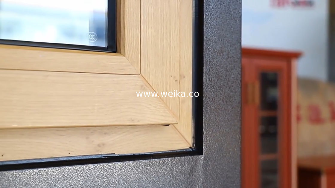 ODM Casamento de aluminio inclinación y girar ventanas color de grano de madera