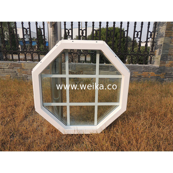 Ventana de vidrio fijo de UPVC vinilo octogonal de perfil de 75 mm