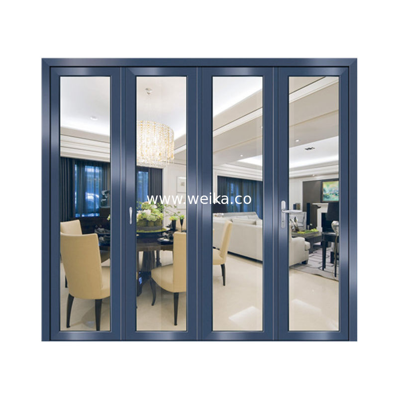 Puertas de vidrio plegables de PVC UPVC 3 paneles Puertas dobladas bi recubrimiento por electroforesis