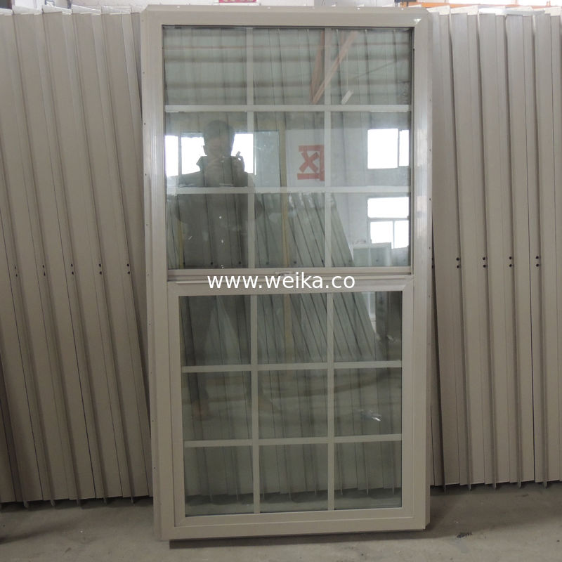 Panel inferior de PVC de vidrio de baja E, banda fija superior de ventana suspendida única, candado de media luna