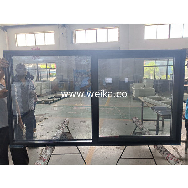 Ventana corredera de vidrio UPVC de color negro resistente al moho para decoración de la casa