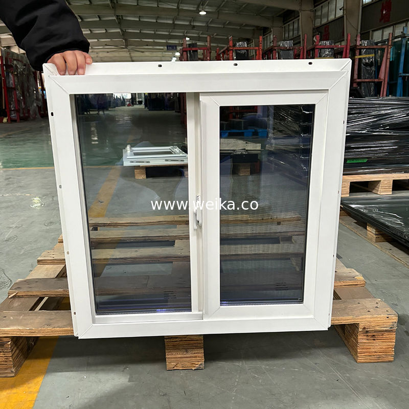 Ventana corredera de UPVC de marco negro delgado para tabiques de oficina minimalistas Ventana corredera de UPVC de doble acristalamiento de color verde para eficiencia energética