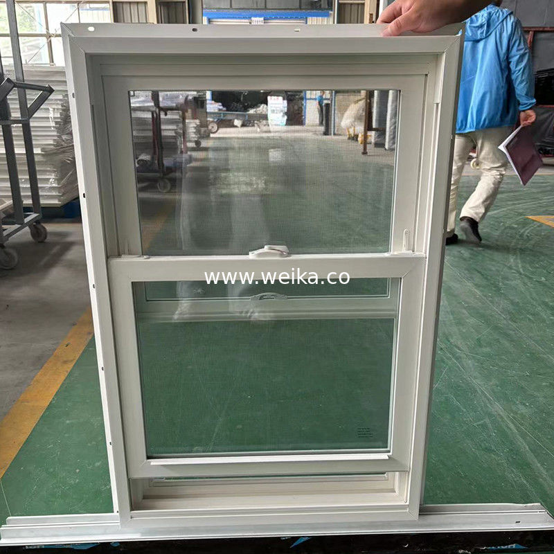 Excelente resistencia a las condiciones climáticas y buena resistencia a la corrosión UPVC muestra de ventana doble suspendida aceptada