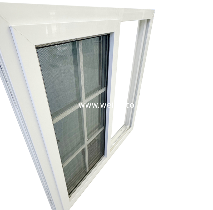 Ventanas correderas de PVC convencionales de seguridad Ventanas correderas dobles de PVC ultra suaves de 80 mm con mosquitera de fibra de vidrio