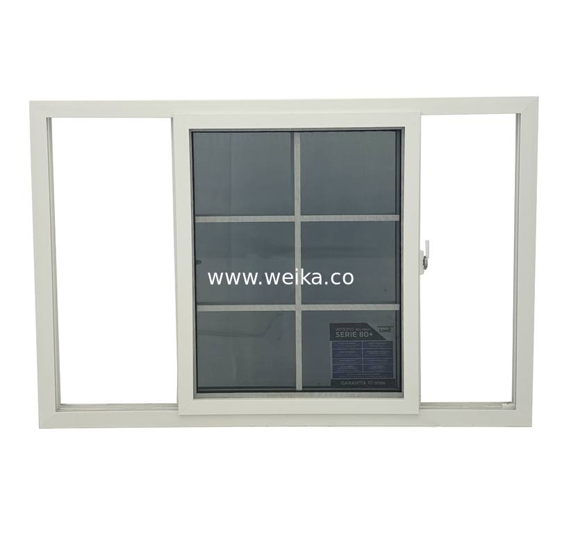 Ventanas correderas de PVC convencionales de seguridad Ventanas correderas dobles de PVC ultra suaves de 80 mm con mosquitera de fibra de vidrio