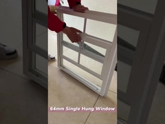 WEIKA Serie 64 NFRC Vinyl UPVC Ventana suspendida única con rejillas y aletas de clavos